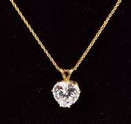 Sparkling Heart CZ Pendant Necklace in 14K Yellow Gold