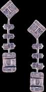 Long 18k White Gold Dangling Diamond Stem Earrings
