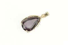 14K Yellow Gold Pear Amethyst 1950's Classic Statement Pendant