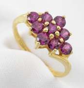 Lively Rhodalite Garnet Cluster Ring