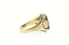 10K Yellow Gold Victorian Black Onyx E Monogram Ornate Ring