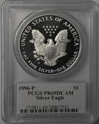 1996-P Proof American Silver Eagle PCGS PR69DCAM John M. Mercanti Signature.