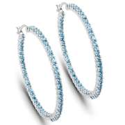 Plated Rhodium 3.60ctw Blue Topaz Earrings