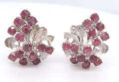 Vintage Sterling Silver Gemstone Flower Style Earrings