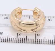 Lovely Yellow Gold Puffed Small Hoop Earrings