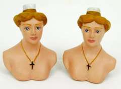 2 Vintage French Convent Nurse Busts