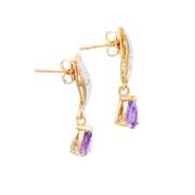 Natural 2.5 Ct Amethyst Diamond 18 Kt GP Earrings