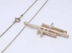 Vintage Sterling Silver Triple Cross Pendant on Chain