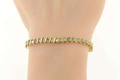 14K Yellow Gold 1.50 Ctw Diamond Wavy Link Classic Tennis Bracelet