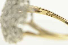 10K Yellow Gold Ornate Floral Diamond Snowflake Cluster Ring