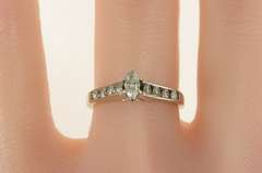 14K White Gold 0.53 Ctw Marquise Diamond Engagement Ring