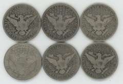 6 Assorted 'S' Mint Barber Half Dollars. 5 Different dates