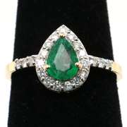 14kt Yellow Gold, Emerald, & Diamond Cocktail Ring