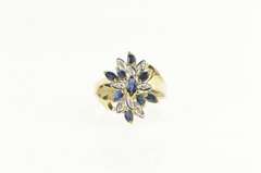 10K Yellow Gold Natural Sapphire Diamond Accent Cocktail Ring