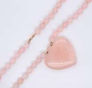 Favorite Rose Quartz Heart Shaped Pendant on Rose Quartz Beaded Necklace