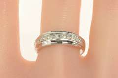 10K White Gold 0.20 Ctw Diamond Channel Men's Wedding Ring