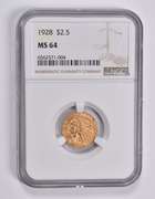 MS64 1928 $2.50 Indian Head Gold Quarter Eagle NGC