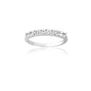 Sterling Silver White Topaz Semi-Eternity Band Ring