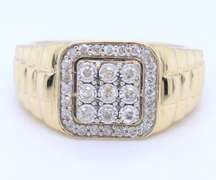 Powerful Yellow Gold Diamond Cluster Gen's Ring