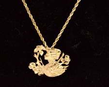 Lovely Victorian Lady Pendant Necklace in 14K Yellow Gold