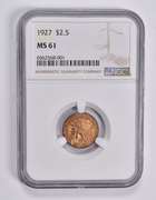 MS61 1927 $2.50 Indian Head Gold Quarter Eagle NGC