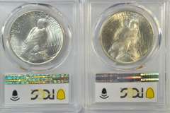 Choice BU 1923 & 1925 Peace Silver Dollars. PCGS MS63