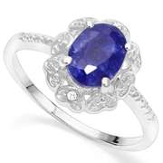 925 STERLING SILVER 1.20 CT ENHANCED GENUINE SAPPHIRE COCKTAIL RING