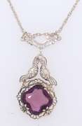 Vintage Sterling Silver Cubic Zirconia Pendant on Chain