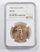 MS70 1996 $50 American Gold Eagle 1 Oz. .999 Fine Gold NGC
