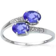 STUNNING 0.07 CT GENUINE TANZANITE & 4 PCS GENUINE DIAMOND 10KT WG
