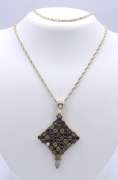 Vintage Sterling Silver Mexico Multi Gemstone Pendant on Chain and Matching Bracelet