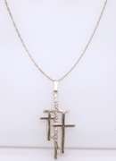 Vintage Sterling Silver Triple Cross Pendant on Chain