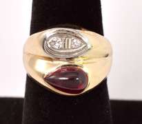 Stunning Ruby and Diamond Ring in 14K Yellow Gold