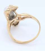 Charming Yellow Gold White Fresh Water Pearl Ring