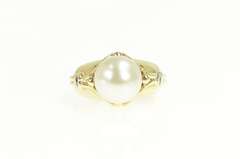 14K Yellow Gold Ornate Pearl Inset Elaborate Statement Ring