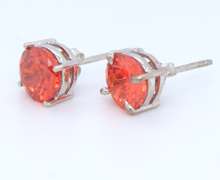 Group Lot of 4 Cubic Zirconia 925 Sterling Silver Stud Earrings