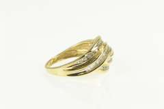 14K Yellow Gold 0.64 Ctw Wavy Curvy Bypass Domed Band Ring