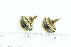 Beautiful Dark and Gold Plated Silver Pearl Earrings with Diamond Accents