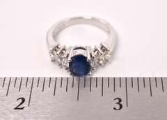 Excellent Sapphire and Diamond Ring in 14K White Gold