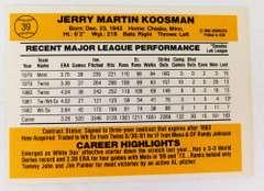 Jerry Koosman Autographed 1983 Baseball Card