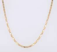 Italian 18KT Yellow Gold Dazelling Flat Nugget Link Chain Necklace