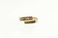 14K Yellow Gold Squared Diamond Ruby Geometric Freeform Ring