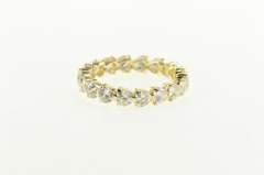 14K Yellow Gold Heart CZ Eternity Anniversary Stackable Band Ring