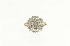 10K Yellow Gold Ornate Floral Diamond Snowflake Cluster Ring