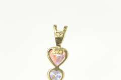 10K Yellow Gold Tiered Heart Pink & Purple Cubic Zirconia Pendant