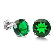 3/4 CT RUSSIAN EMERALD 10KT WHITE GOLD EARRINGS STUD