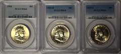 1954 P-D-S Set Of Franklin Half Dollars PCGS MS64