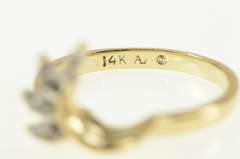 14K Yellow Gold Retro Diamond Floral Curved Wedding Band Ring