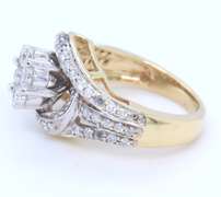 Elegant Yellow Gold Diamond Cluster Engagement Ring