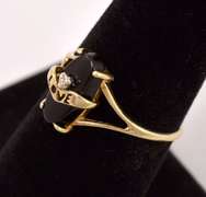 Romantic Black Onyx Ring in Yellow Gold